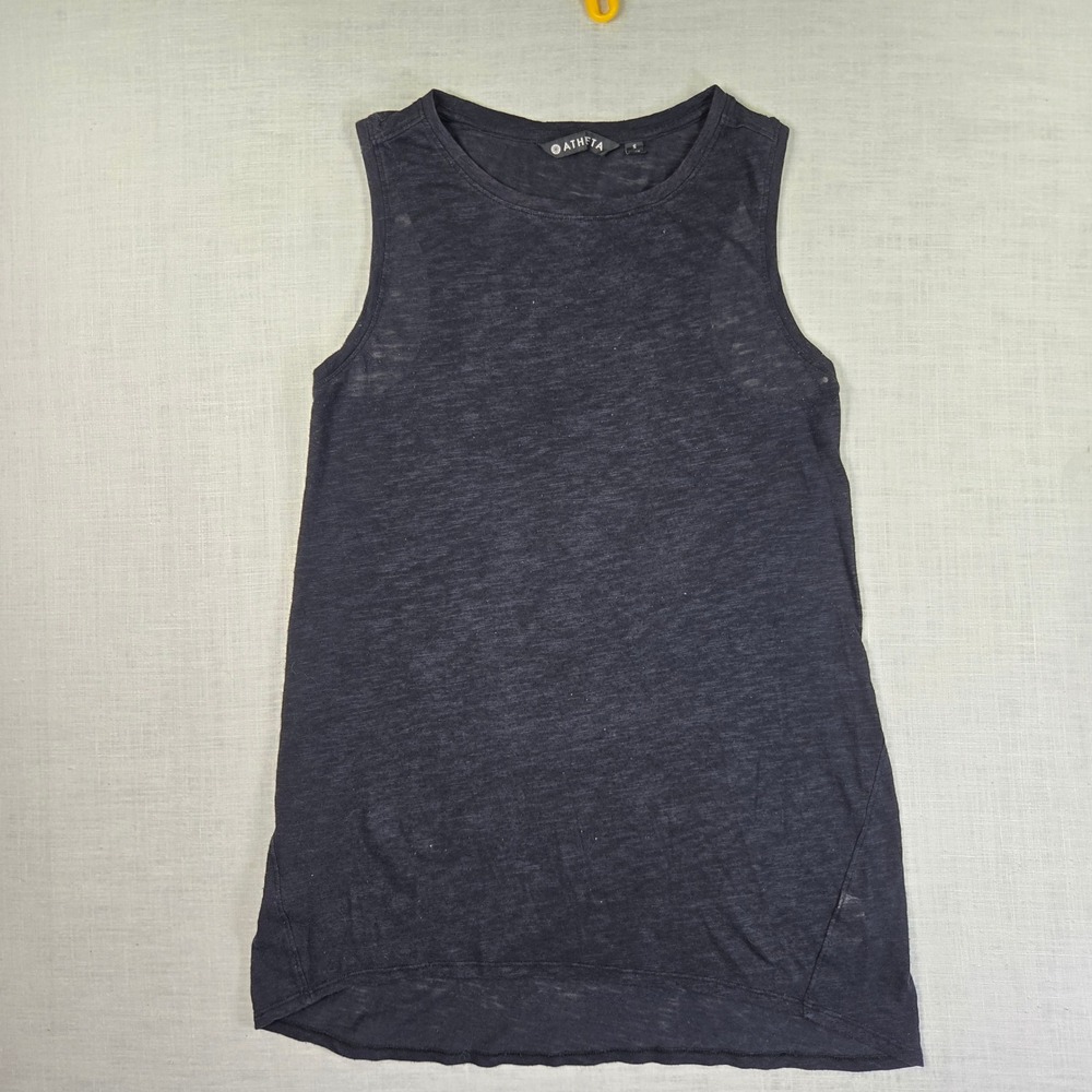 Athleta Athletic Yoga Gym Workout Activewear Women Sz Tank Top Black Slub Knit